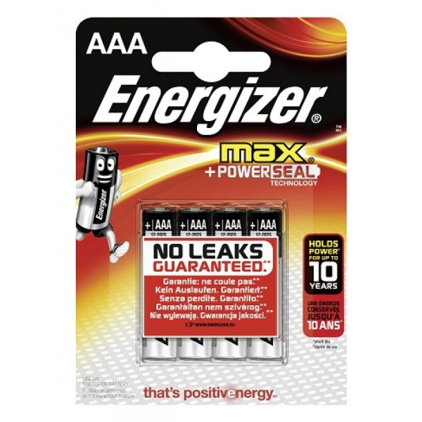 Piles   Blister de 4 piles alcalines ENERGIZER MAX LR03 - 1,5 V