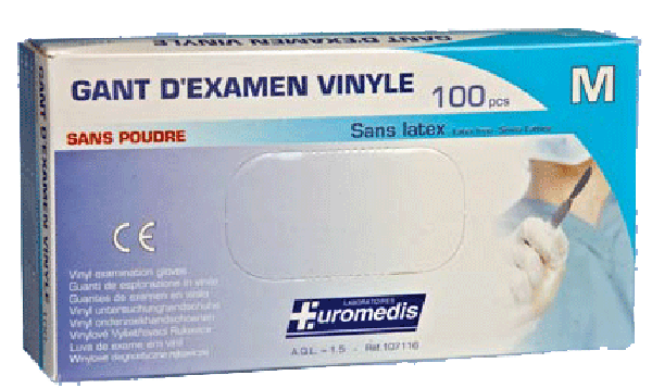Gants d'examen vinyle Taille M