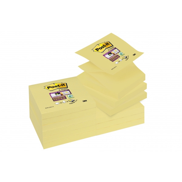 POST-IT      Bloc repositionnable POST-IT SUPER STICKY 654 format 76 x 76 mm - jaune canari